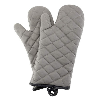 Grey 13-Inch Oven Mitts with Quilted Lining - Kitchen Gloves, 1 Pair